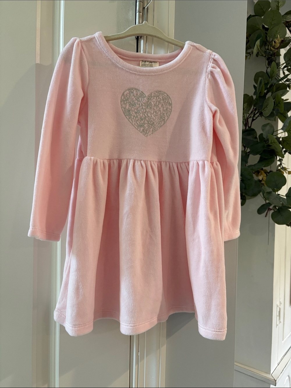 First Impressions Pink Velvet Heart Dress